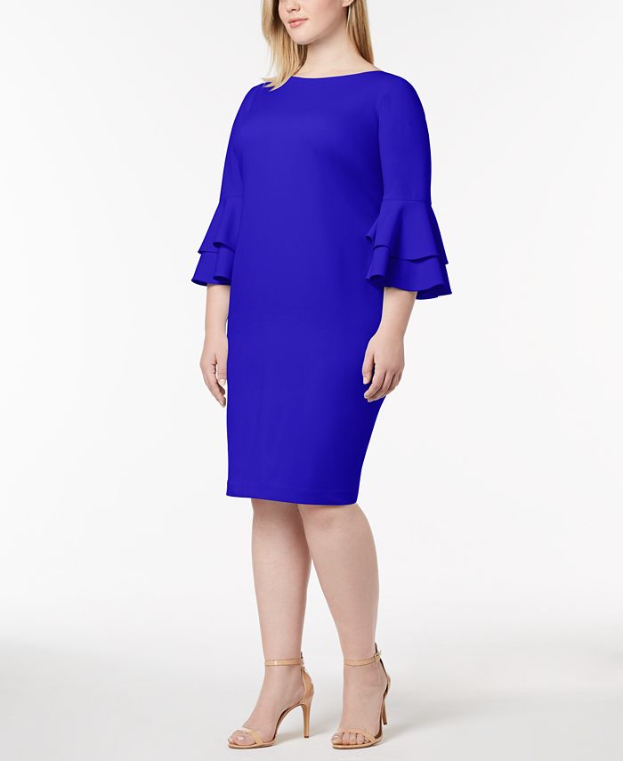 Calvin Klein Plus Size Tiered-Bell-Sleeve Dress - Macy's