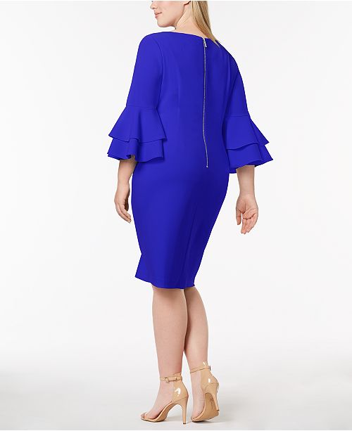 Calvin Klein Plus Size Tiered-Bell-Sleeve Dress & Reviews - Dresses ...