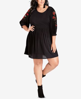 City Chic - Trendy Plus Size Embroidered Dress