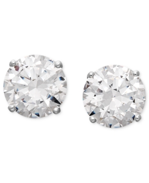 image of Arabella 14k White Gold Earrings, Swarovski Zirconia Round Stud Earrings (6-5/8 ct. t.w.)