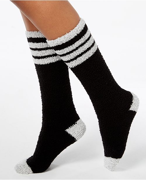 Charter Club Women's Fuzzy Cozy Varsity Stripe KneeHigh Socks, Created