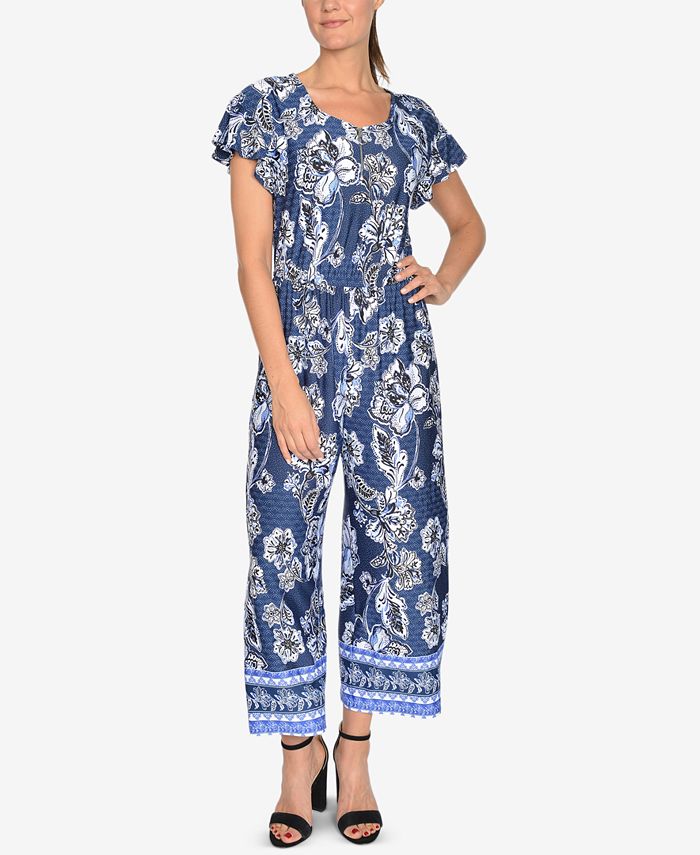 NY Collection Petite MixedPrint Jumpsuit Macy's