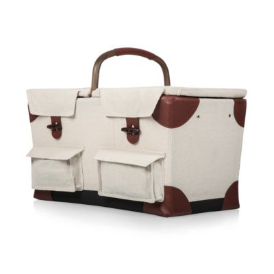 Pioneer Plaid-Accented Tan Picnic Basket
