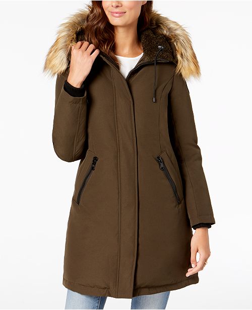 Vince Camuto Faux Fur Trim Hooded Down Parka Reviews Coats Women Macy S