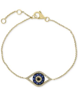 EFFY Collection - Sapphire (1/4 ct. t.w.) and Diamond (1/6 ct. t.w.) Evil Eye Bracelet in 14k White Gold
