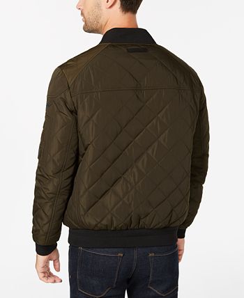 Men's quilted top patch bomber jacket