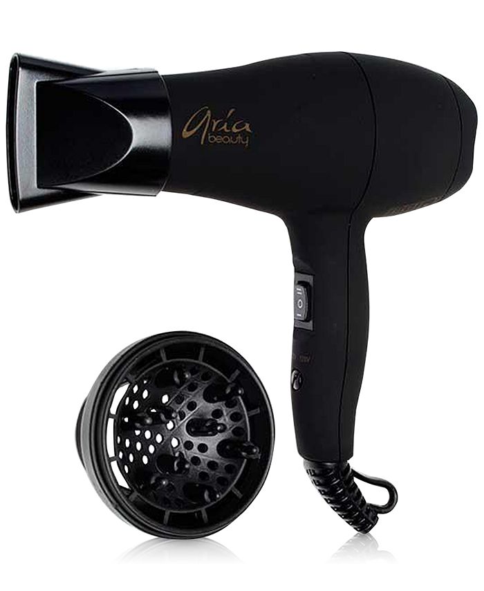 Aria Beauty Mini Blow Dryer and Hair Diffuser (Black), from PUREBEAUTY