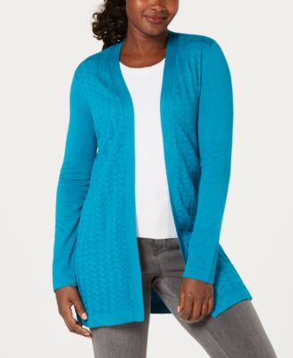 Karen Scott - Ribbed Shawl Open Cardigan, Created for Macy's