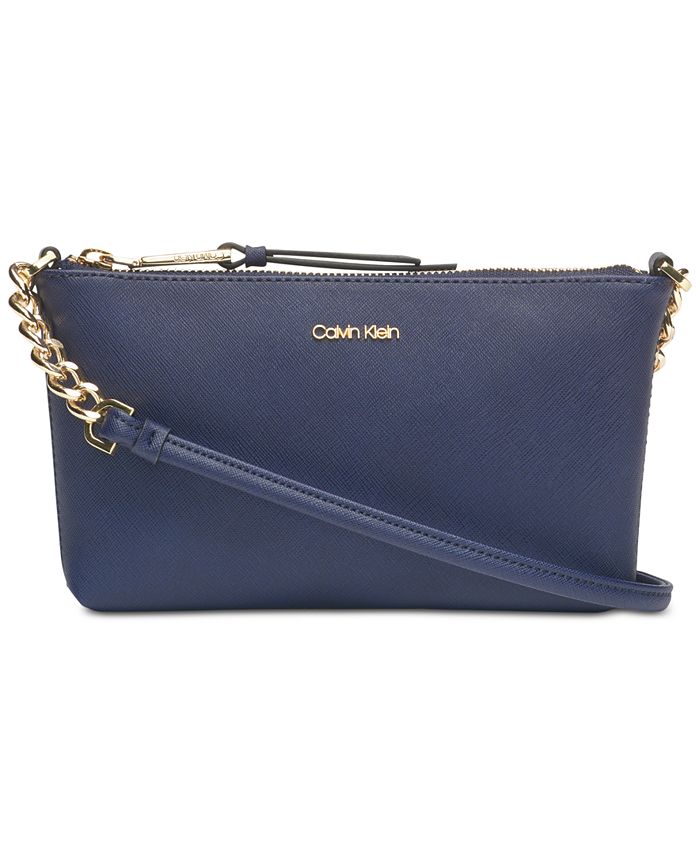Calvin Klein Hayden Saffiano Leather Chain Crossbody Macy's