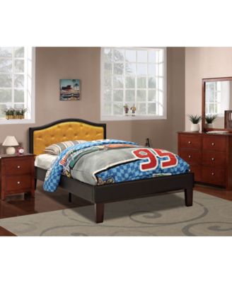 Poundex - Twin Bed with Faux Leather Frame