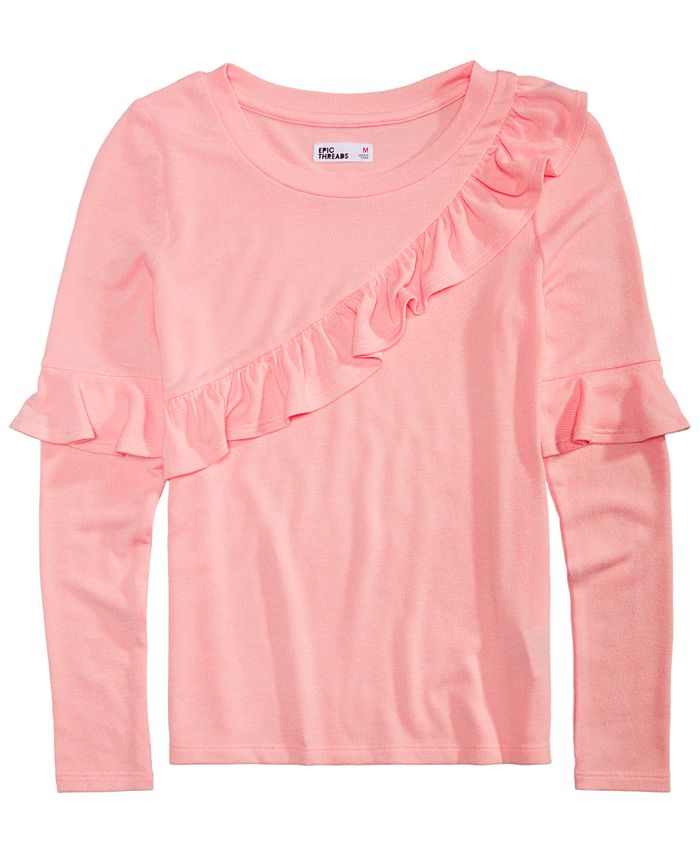 Epic Threads Big Girls Ruffle Trim Sweater-Knit Top, Created for Macy's ...