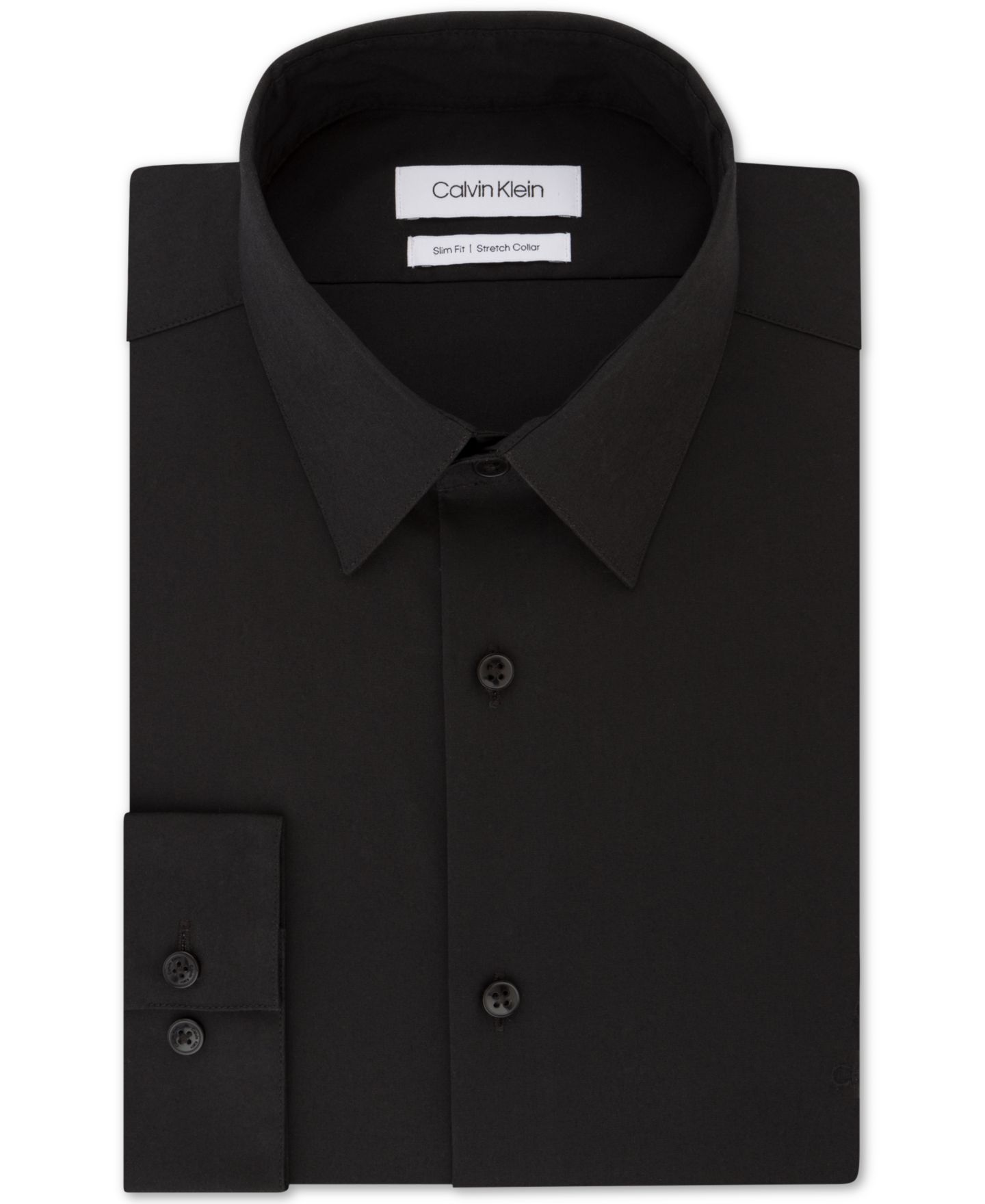 Мужская рубашка Calvin Klein Slim-Fit Stretch Dress Shirt, цвет: Чёрный — фото 3