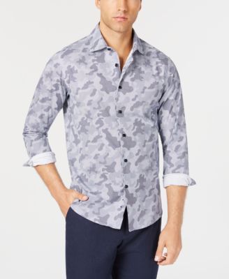 Tallia - Men's Slim-Fit Navy Camo Print Dress Shirt