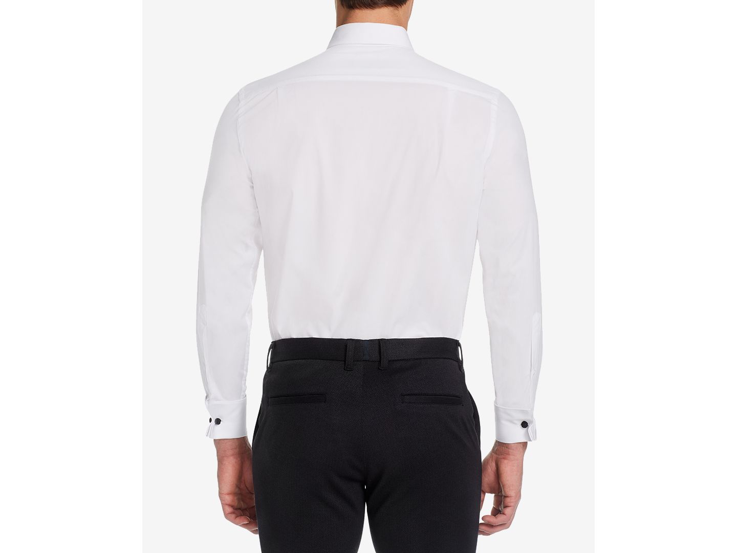 Мужская рубашка MICHELSONS OF LONDON Stretch Pleated Bib French Cuff Tuxedo Shirt, Regular & Slim Fit, цвет: Белый — фото 3