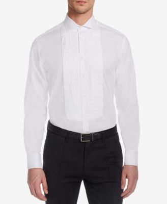 Classic/Regular Fit Stretch Pleated Bib French Cuff Tuxedo Shirt