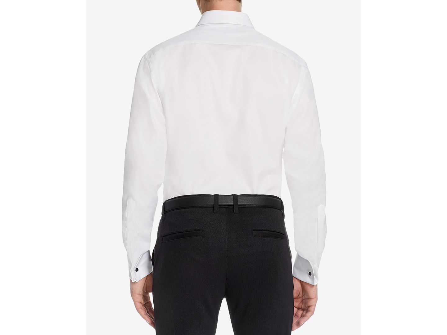 Мужская рубашка MICHELSONS OF LONDON Solid French Cuff Tuxedo Shirt, Regular & Slim Fit, цвет: Белый — фото 3