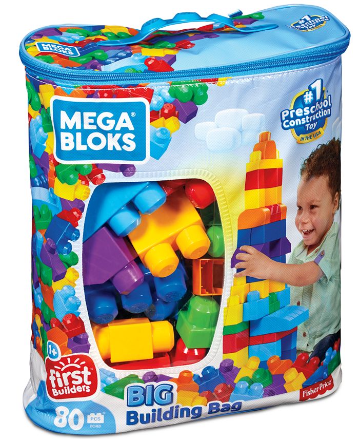 Mega Bloks 80piece Big Building Bag Blocks for Toddlers 13, Blue Macy's
