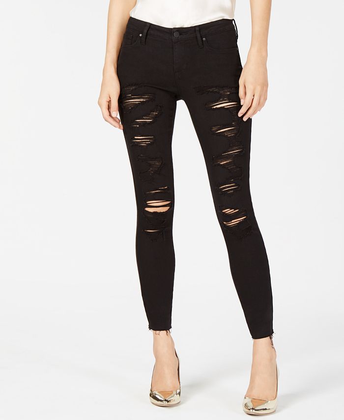 Kendall + Kylie The Ultra Babe Perfect Ripped Mid-Rise Jeans - Macy's
