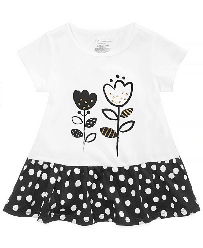 First Impressions Baby Girls Dotty Cotton Peplum Tunic, Created for