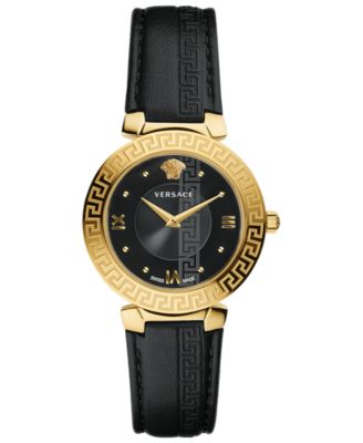 Versace Women's Swiss Daphnis Black Leather Strap Watch 35mm