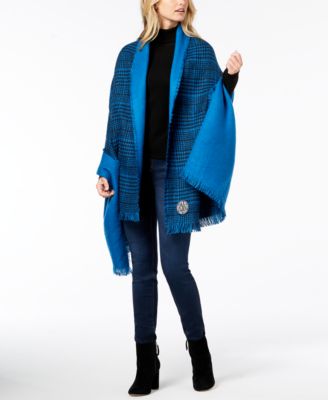 DKNY - Houndstooth Plaid Oversized Woven Wrap