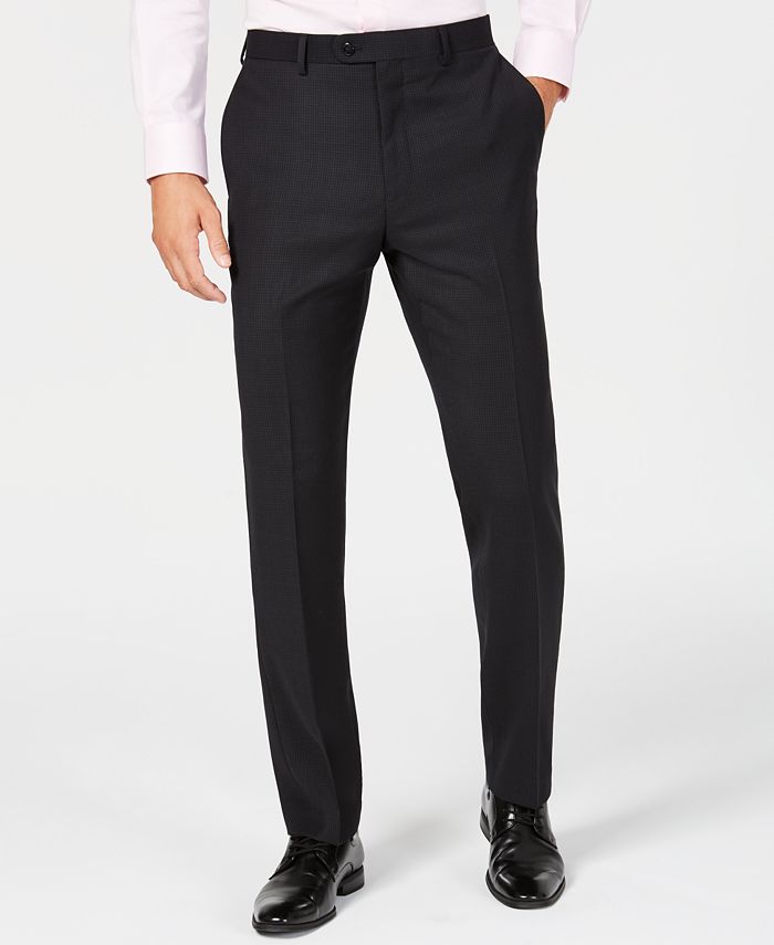 Vince Camuto Men's Slim-Fit Stretch Black Tonal Grid Wool Suit - Macy's