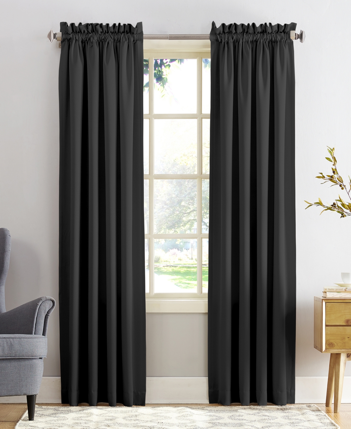 Sun Zero Grant Rod Pocket Top Curtain Panel, 108