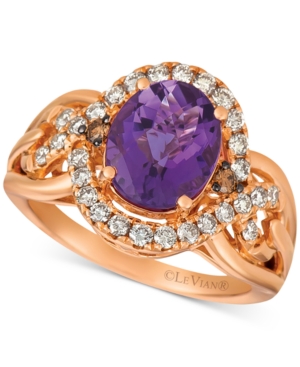image of Le Vian Amethyst (2-1/2 ct. t.w.) & Diamond (1/2 ct. t.w.) Ring in 14k Rose Gold