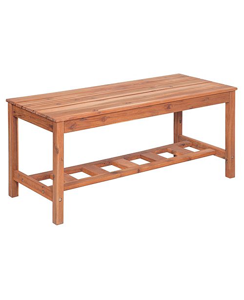 Walker Edison Acacia Wood Ladder Base Coffee Table Brown