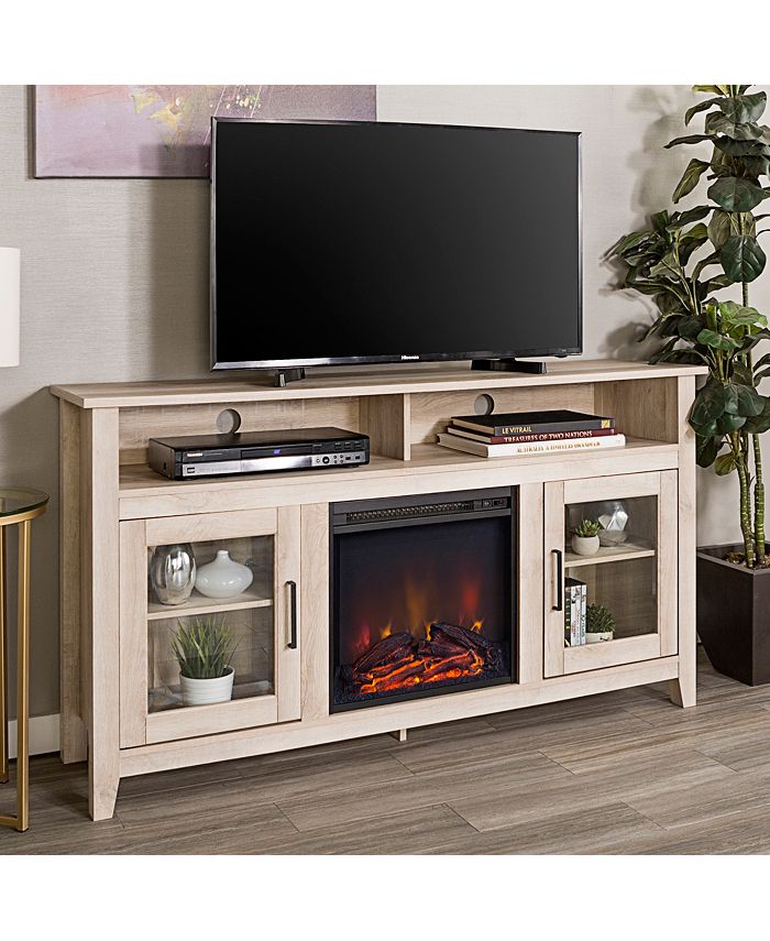 Walker Edison 58" Wood Highboy Fireplace Media TV Stand Console Macy's