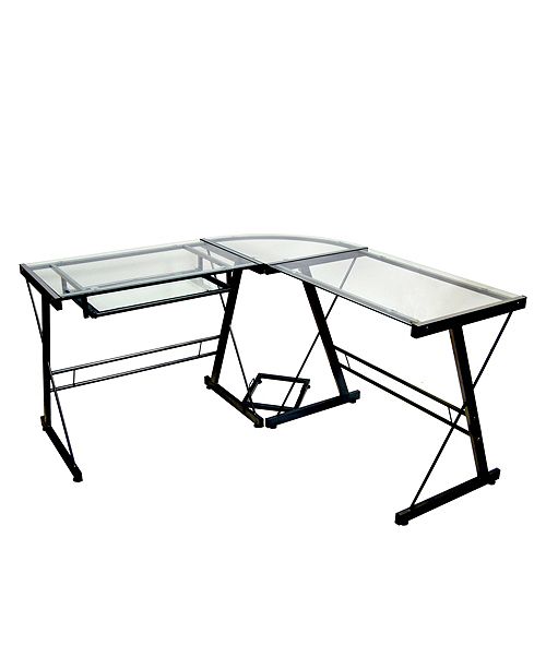Walker Edison 51 Home Office L Shaped Glass Corner Computer Desk