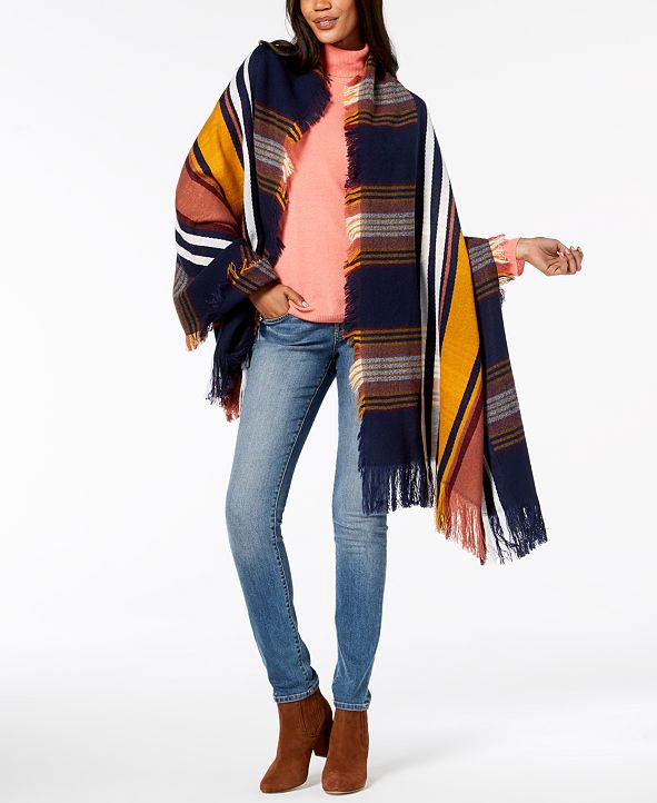 Vince Camuto Racing Stripe Plaid Blanket Wrap & Reviews Handbags
