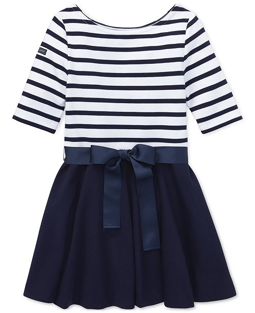 Polo Ralph Lauren Big Girls Striped Jersey Ponte Knit Dress