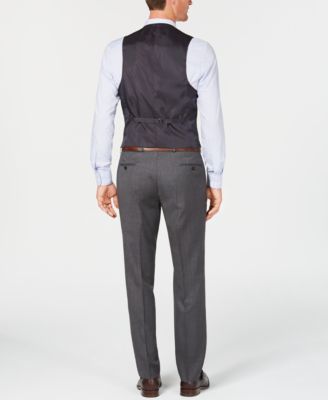 Michael Kors Men's Classic/Regular Fit Natural Stretch Gray Check Vested Wool Suit