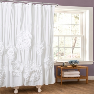 Serena Flower Texture Shower Curtain White - Lush Décor