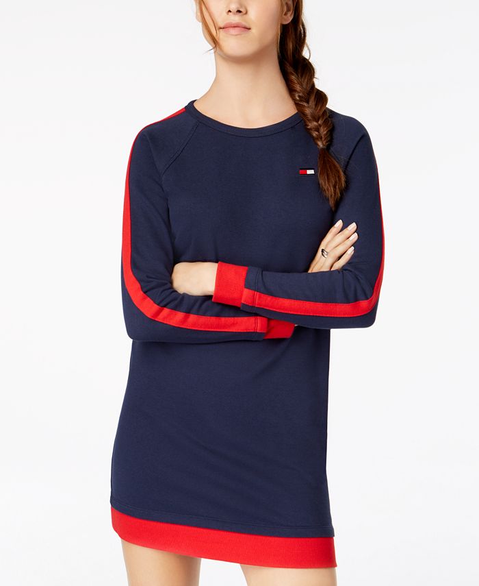 Tommy Hilfiger Racing-Stripe French Terry Sweatshirt Dress - Macy's