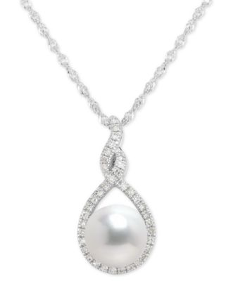 macy's pearl and diamond necklace