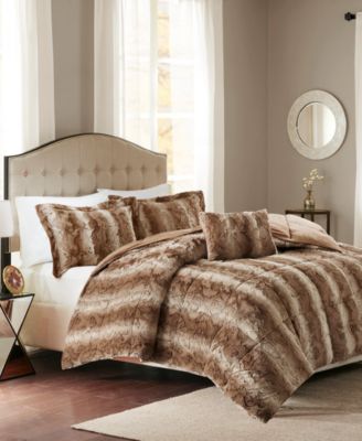 Zuri Faux-Fur 4-Pc. Comforter Set, Full/Queen