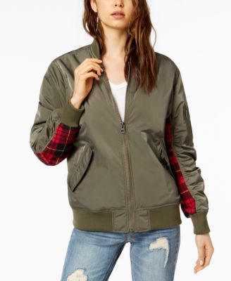 Kendall + Kylie - Plaid-Trimmed Bomber Jacket