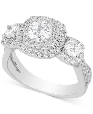 image of Diamond Triple Halo Engagement Ring (2 ct. t.w.) in 14k White Gold