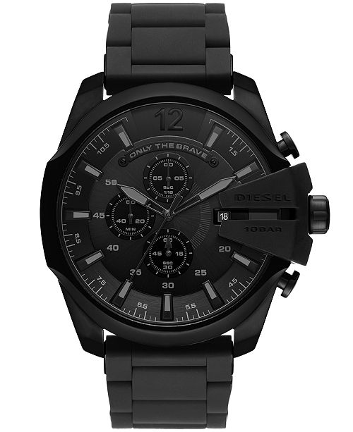 Diesel Men S Chronograph Mega Chief Black Stainless Steel Bracelet Watch 48mm Reviews Watches Jewelry Watches Macy S