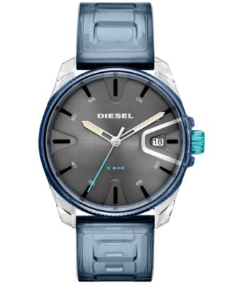 Diesel - Men's Blue Polyurethane Strap Watch 44mm