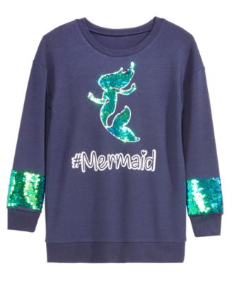 Beautees - Big Girls Mermaid Reversible Sequin Sweatshirt