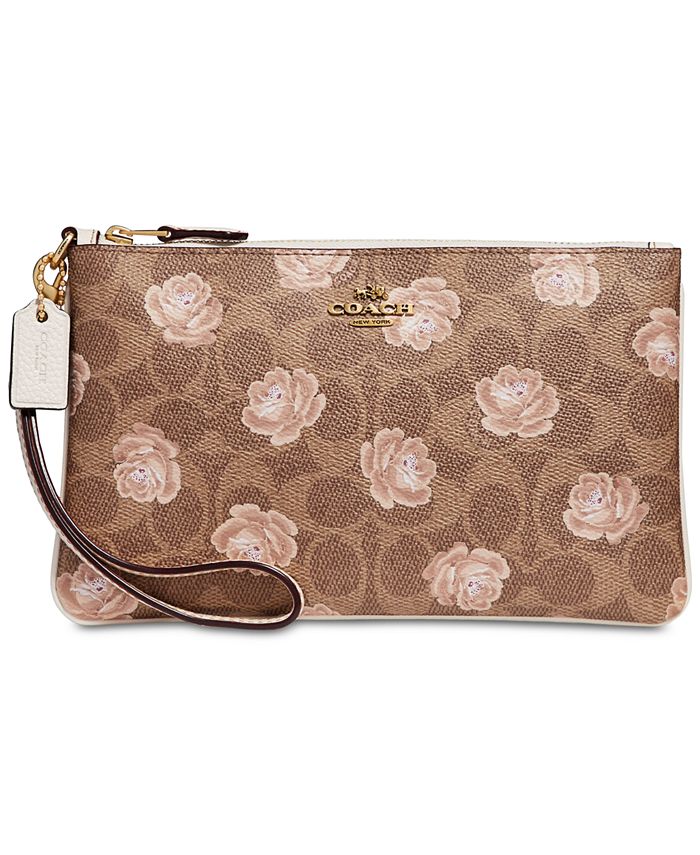 COACH Signature Rose Print Wristlet Macy s