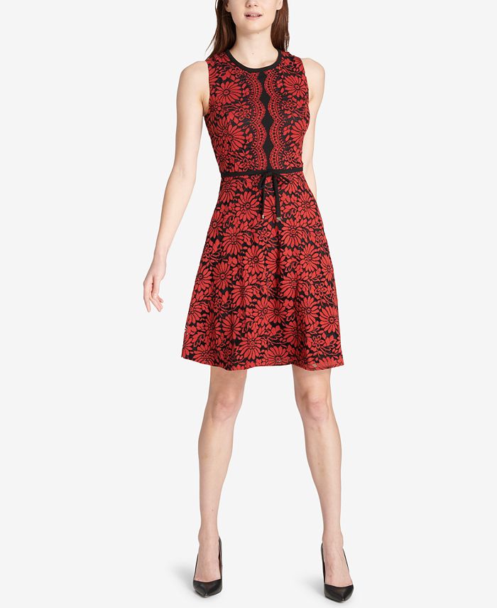 Tommy Hilfiger Floral Lace Fit & Flare Dress - Macy's