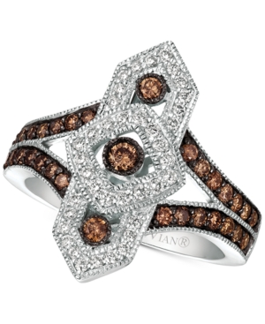 image of Le Vian Chocolate Deco Diamond Ring (3/4 ct. t.w.) in 14k White Gold