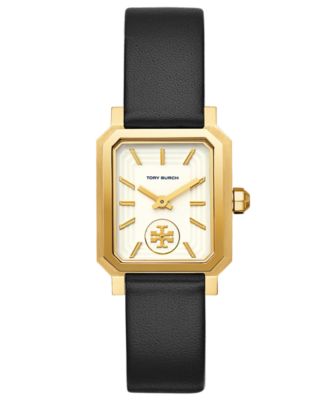 Tory Burch - Women's Robinson Black Leather Roller Bar Strap Watch 27x29mm
