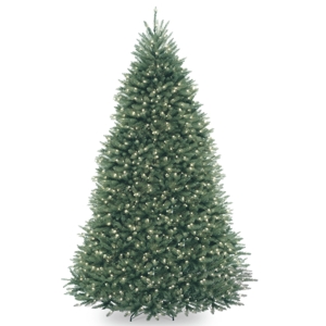 National Tree 9' Dunhill Blue Fir Hinged Tree with Clear Lights