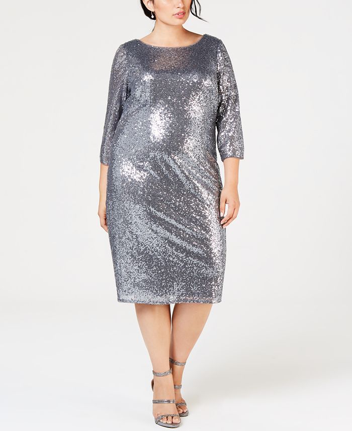 Adrianna Papell Plus Size Sequin Sheath Dress - Macy's