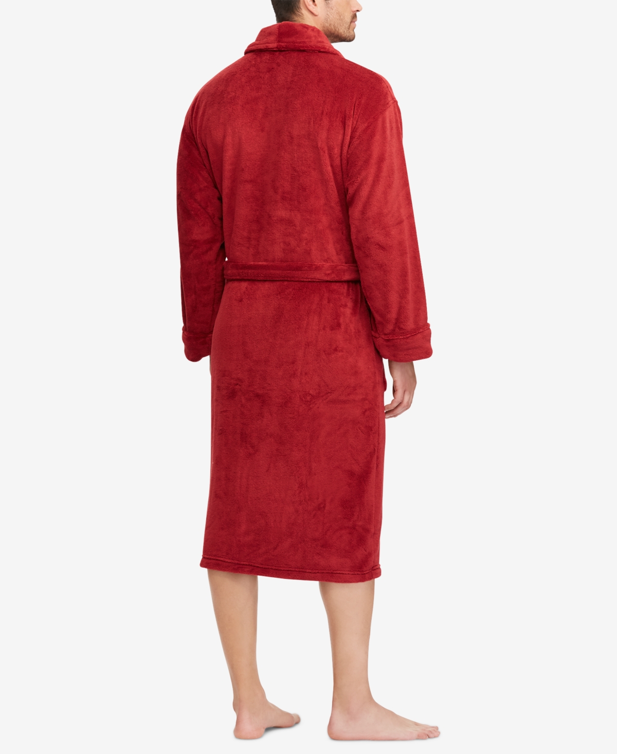 Polo Ralph Lauren Men's Microfiber Plush Shawl Collar Robe In Red